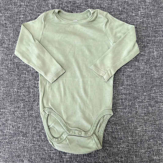 Boys 6-9 Month Plain Pale Green Long Sleeved Bodysuit