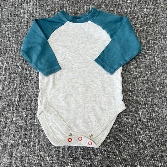 Boys 6-9 Month Grey & Blue Long Sleeved Bodysuit