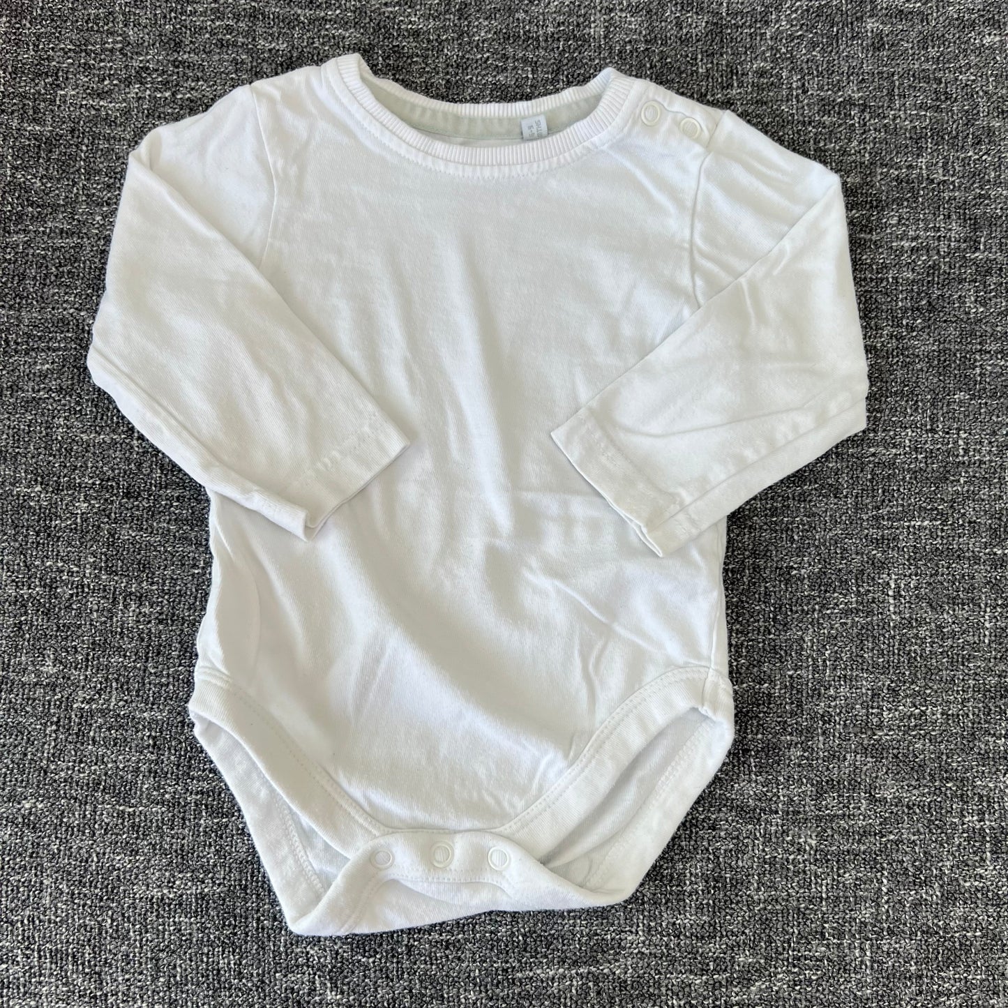 Boys 6-9 Month Plain White Long Sleeved Bodysuit