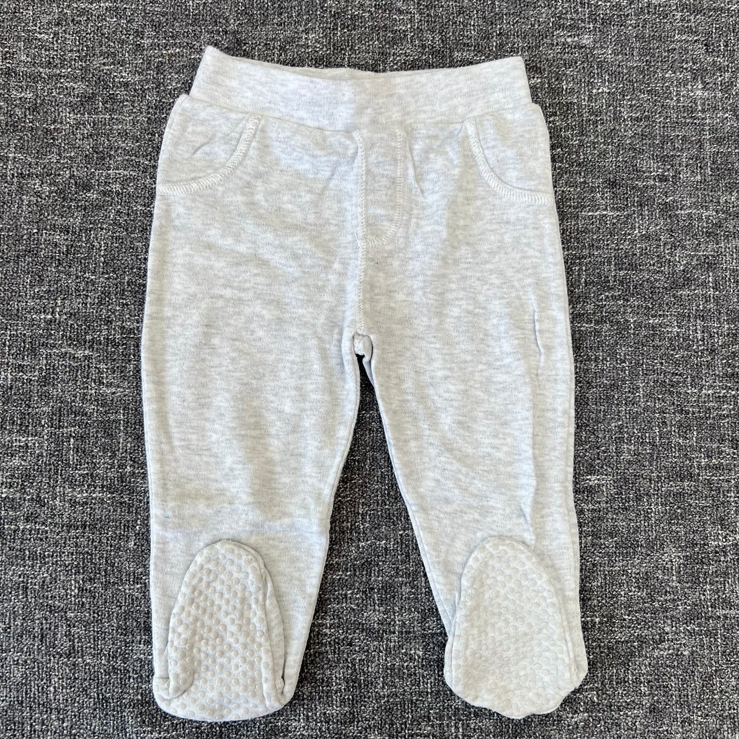 Boys 6-9 Month Plain Grey Leggings With Integrated Feet