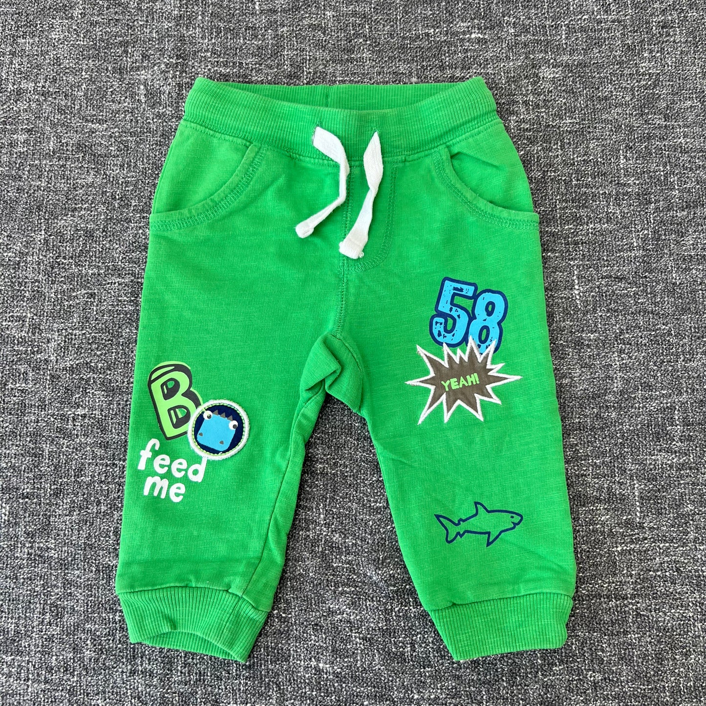 Boys 6-9 Month Green "Feed Me" Joggers