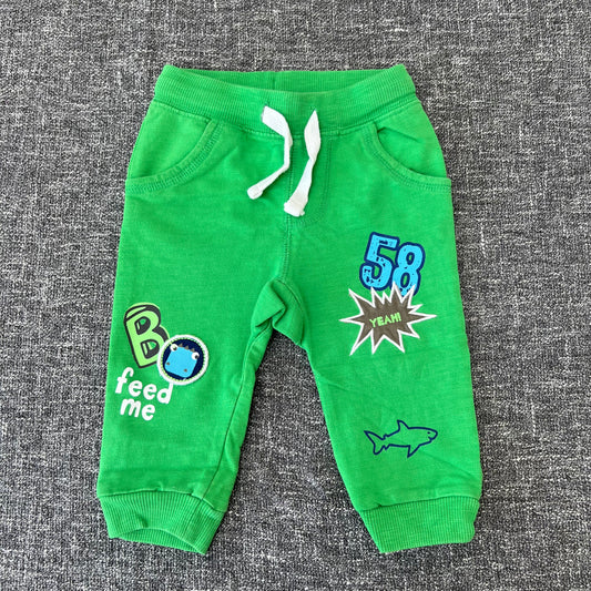 Boys 6-9 Month Green "Feed Me" Joggers