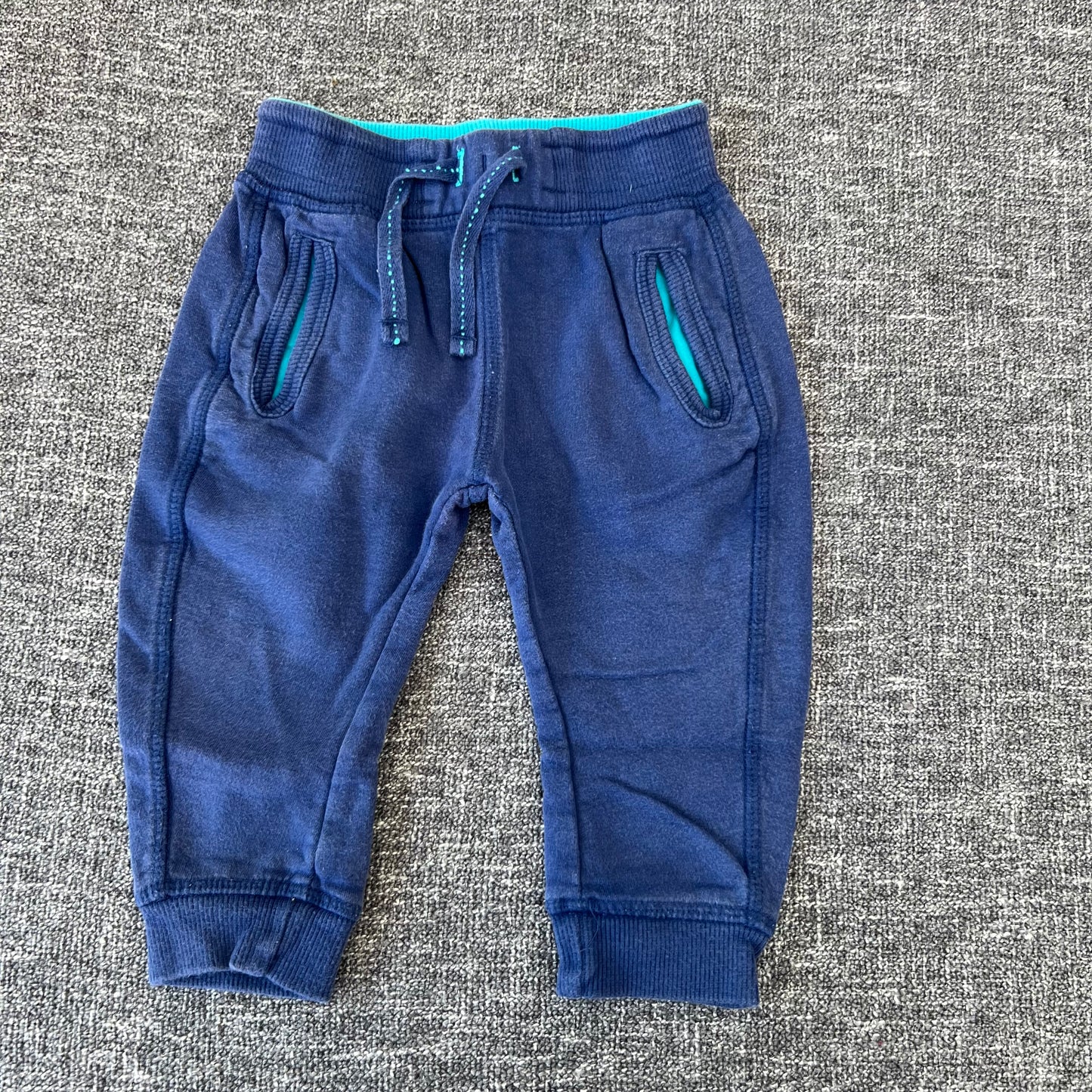 Boys 6-9 Month Navy Blue & Turquoise Joggers