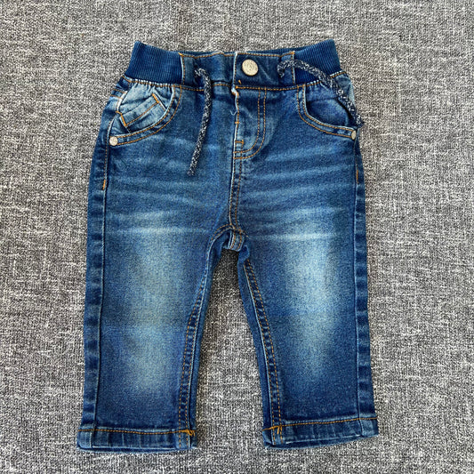 Boys 6-9 Month Dark Blue Jeans With Tie