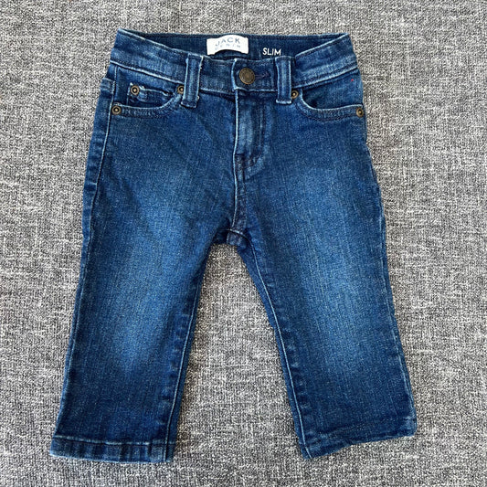 Boys 6-9 Month Dark Blue Slim Jeans With Adjustable Waist