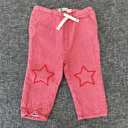 Boys / Girls 6-9 Month Red & White Striped Star Trousers