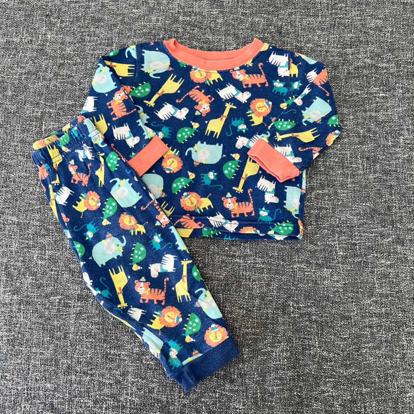 Boys 6-9 Month Blue Animal Print Pjs