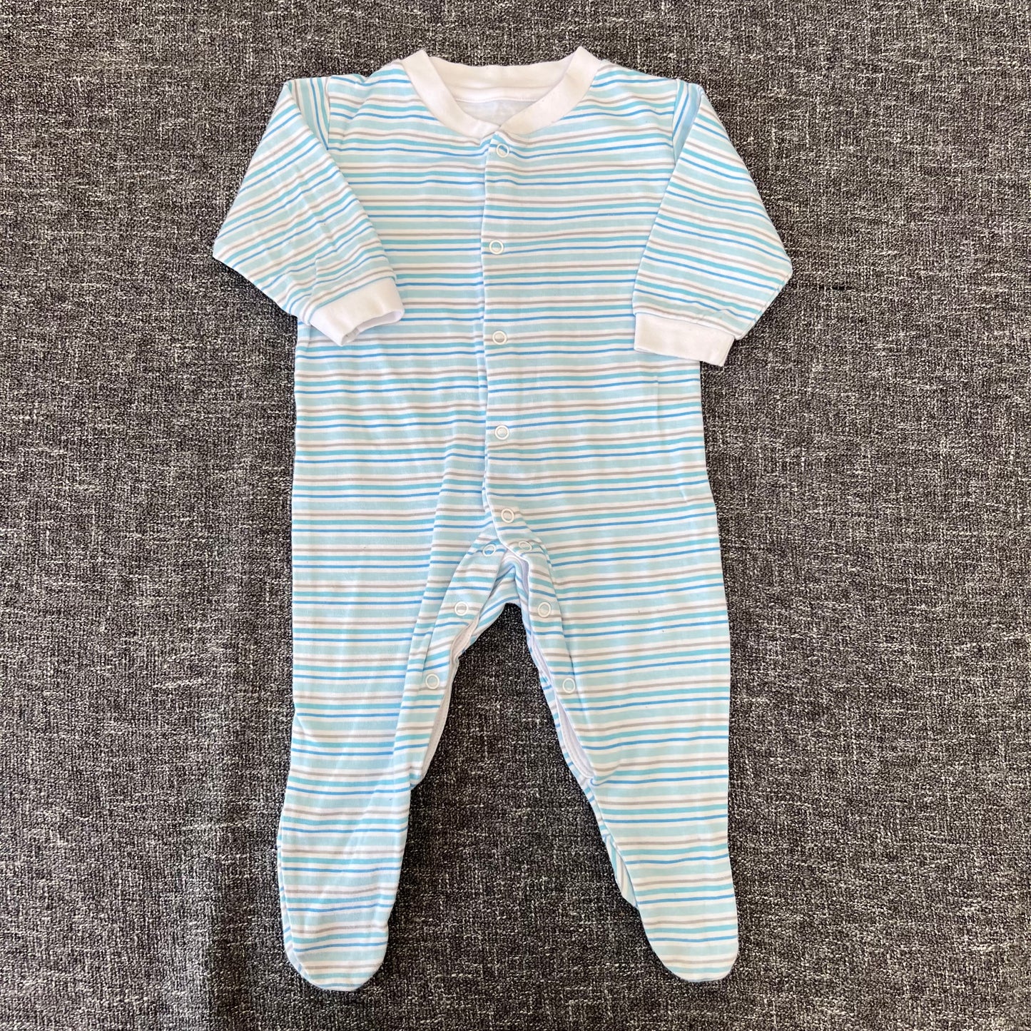 Boys 6-9 Month Blue & White Striped Sleepsuit