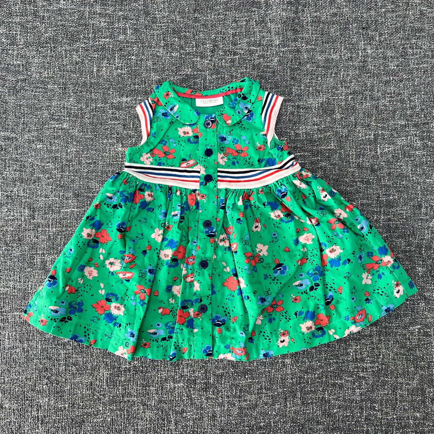 Girls Newborn Green Flowery Summer Dress