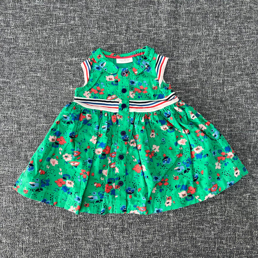 Girls Newborn Green Flowery Summer Dress