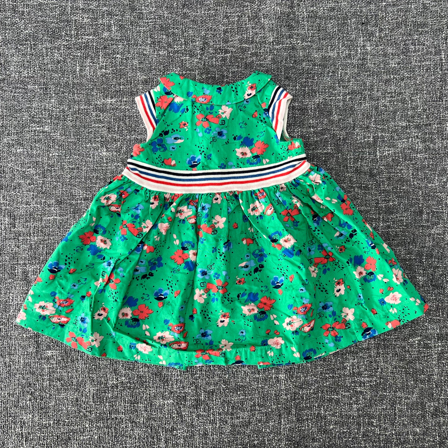 Girls Newborn Green Flowery Summer Dress