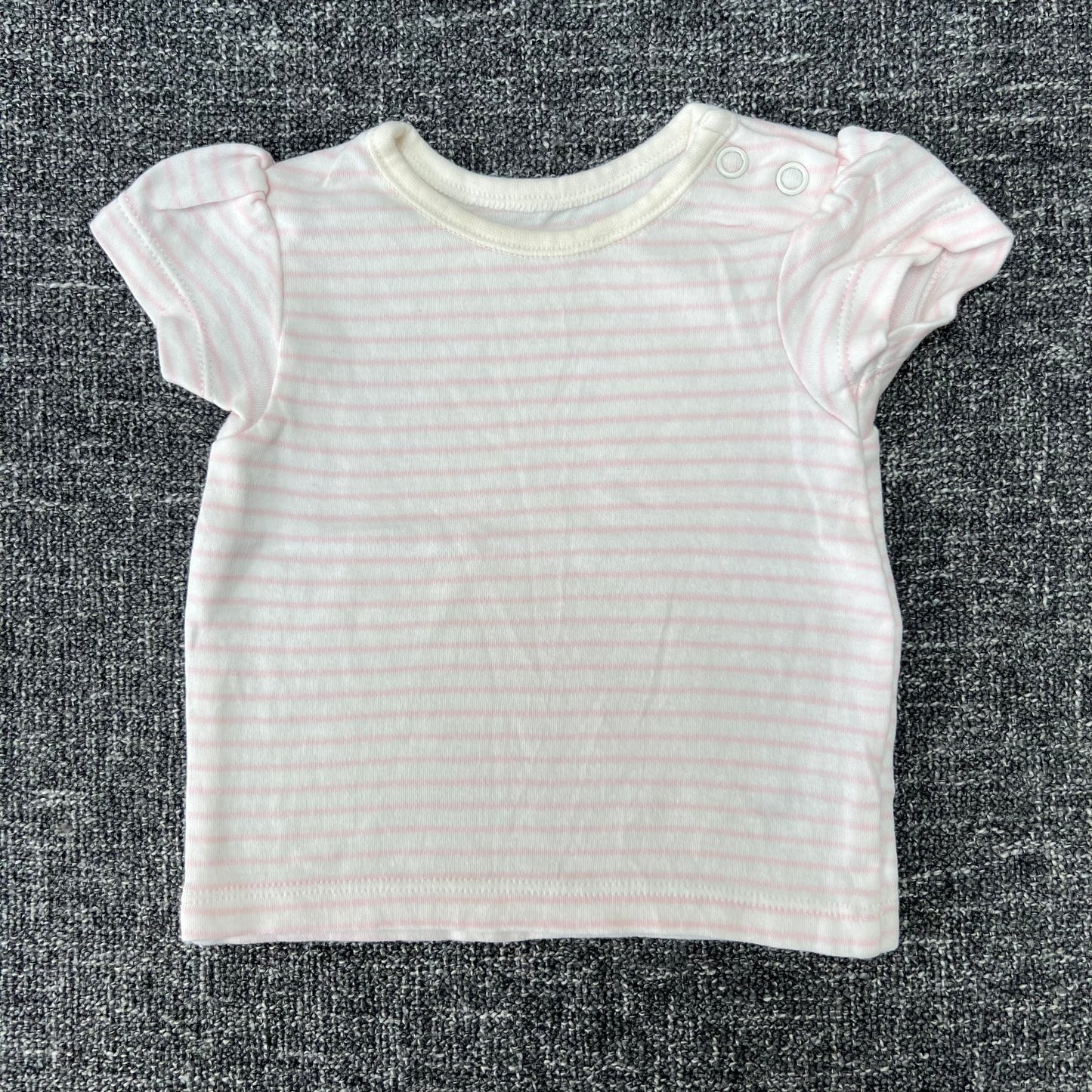 Girls Newborn Pink & Cream Striped T-shirt