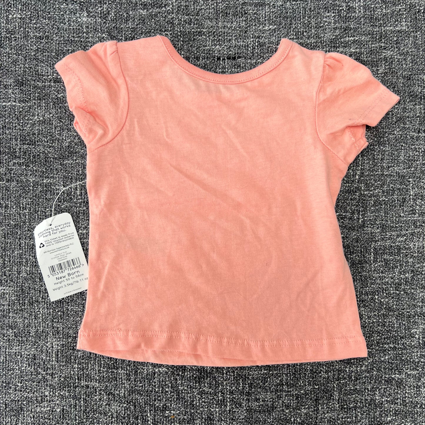 Girls Newborn Peach T-shirt NEW