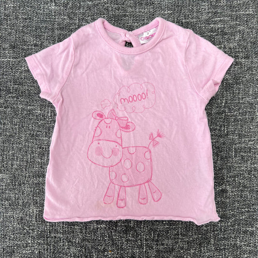 Girls Newborn Pink Cow T-shirt