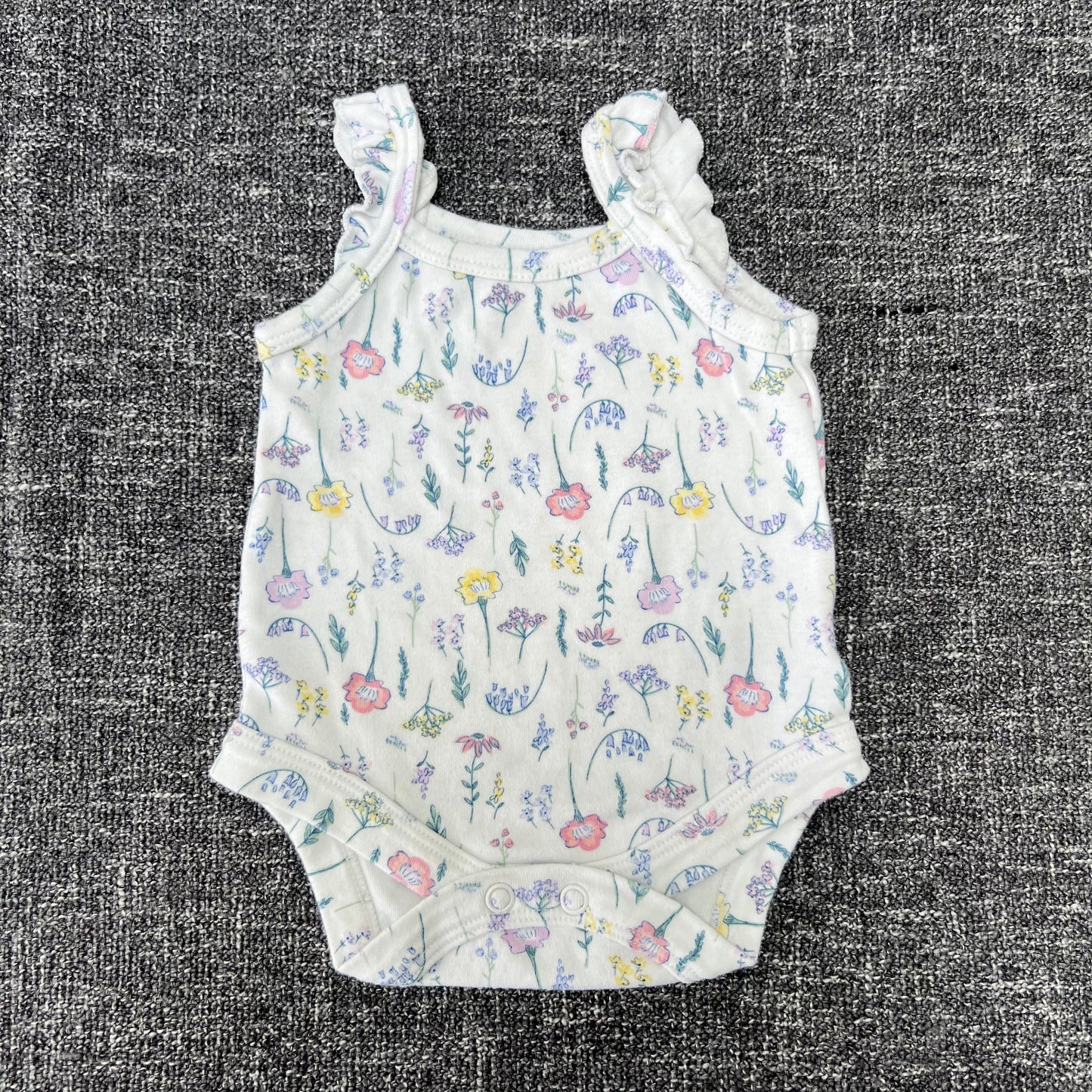 Girls Newborn Strappy Bodysuit With Flowers