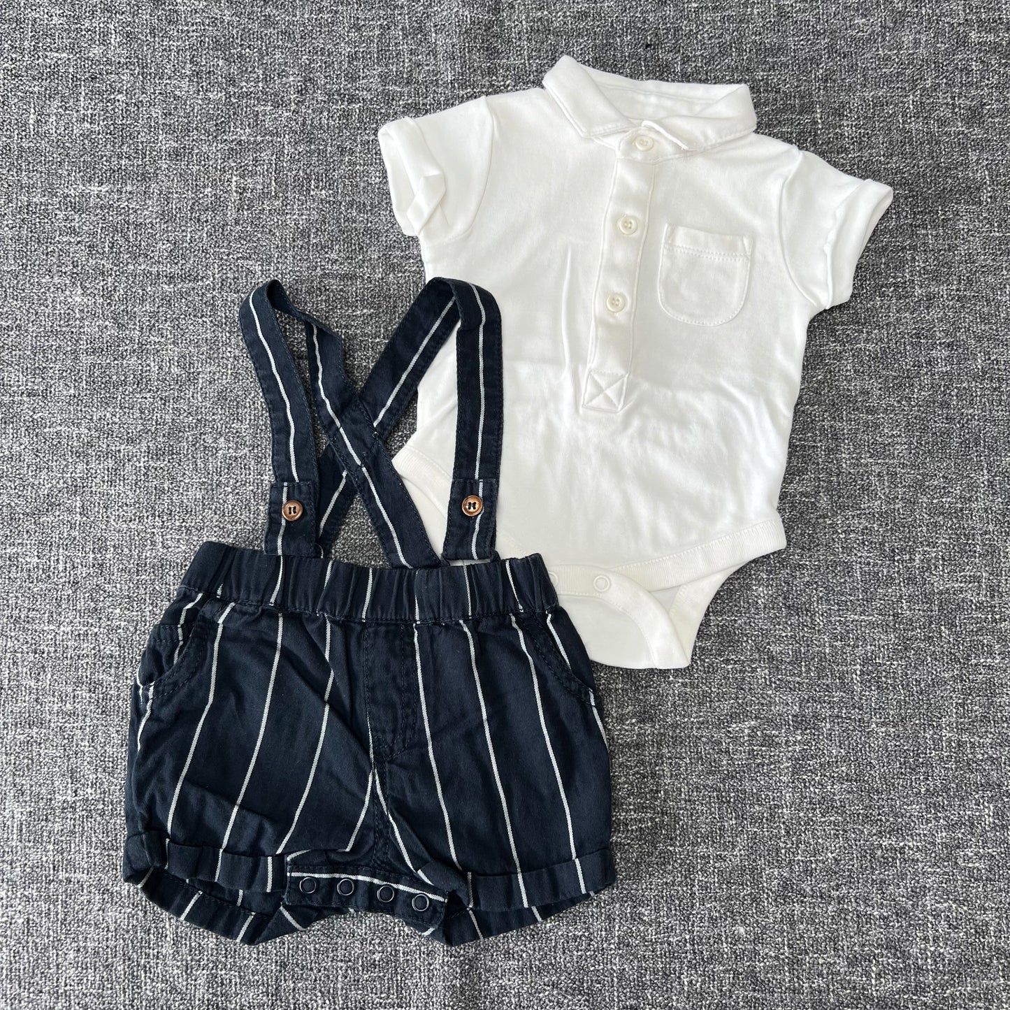 Boys Newborn Summer Dungarees and Bodysuit Outfit