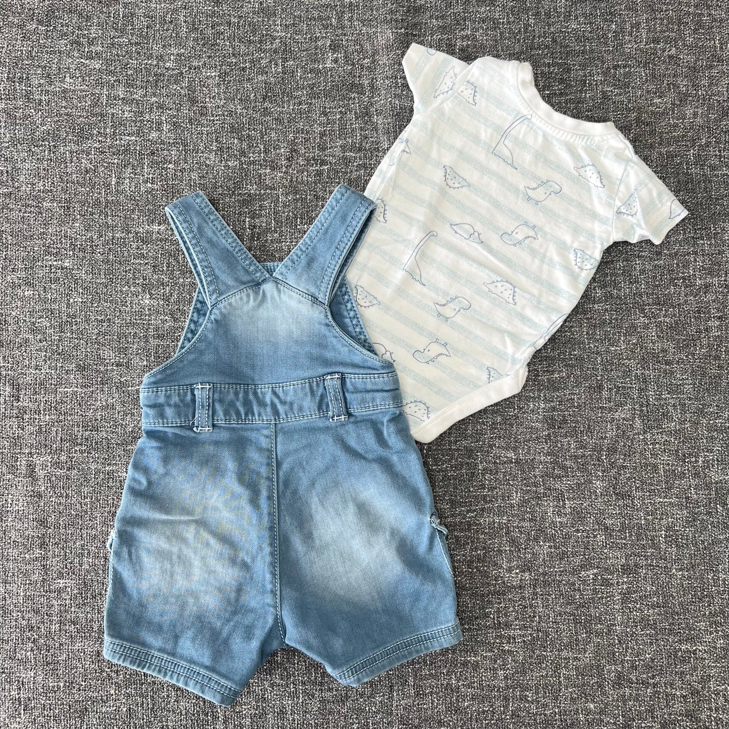 Boys Newborn Summer Dungarees and Short Sleeved Bodysuit Outfit