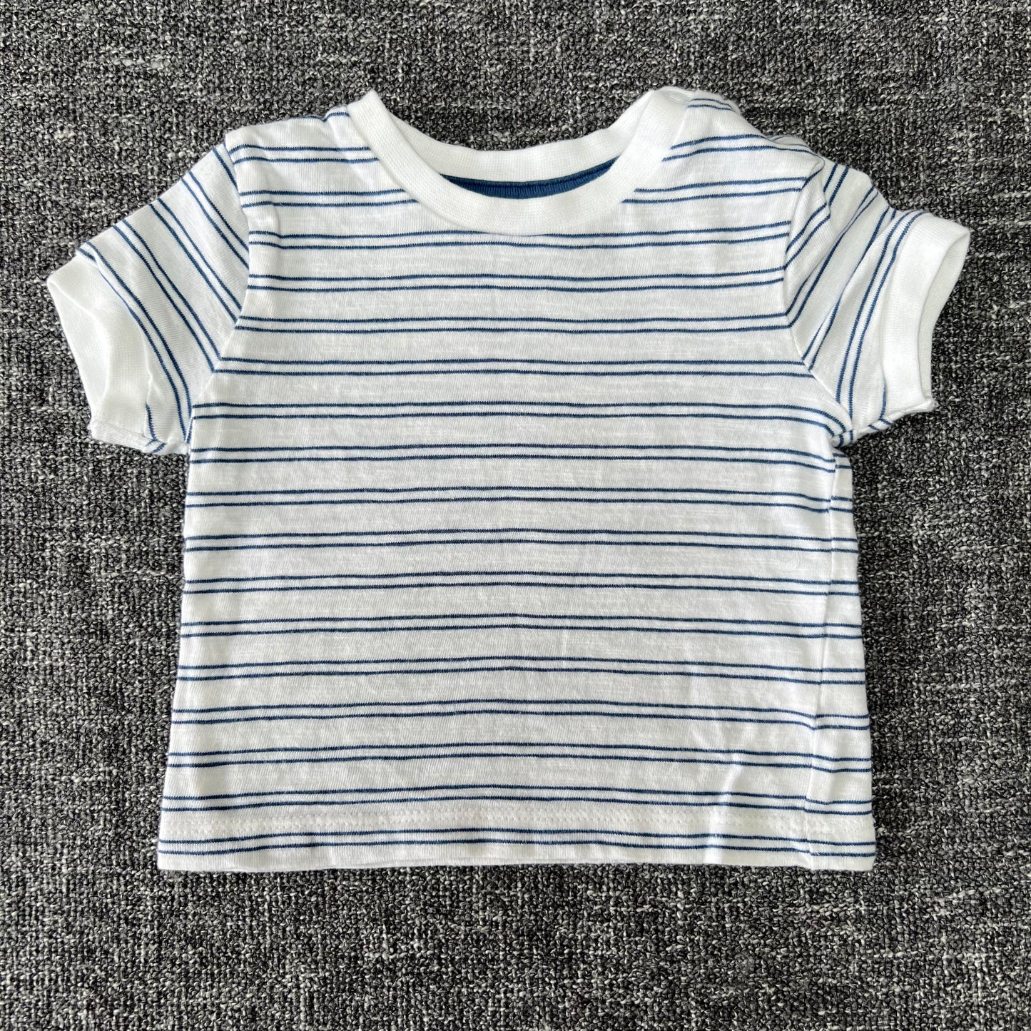 Boys 0-3 Month White and Blue Striped T-shirt