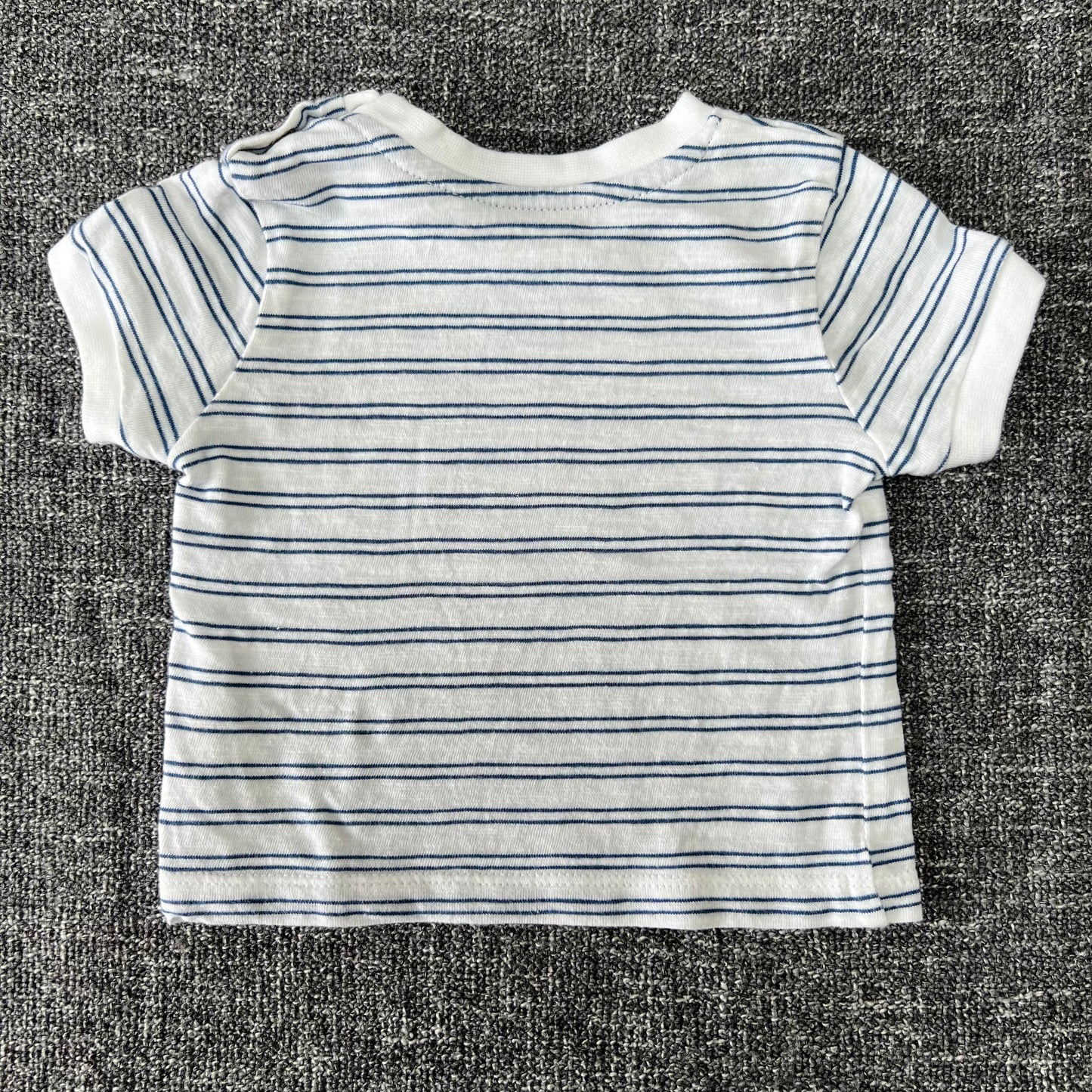 Boys 0-3 Month White and Blue Striped T-shirt