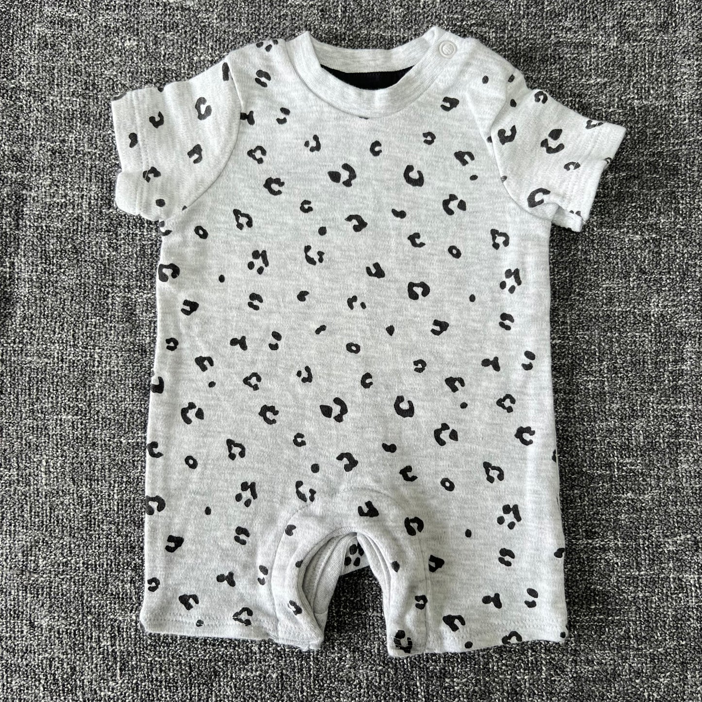 Boys Newborn Grey Animal Print Summer Romper