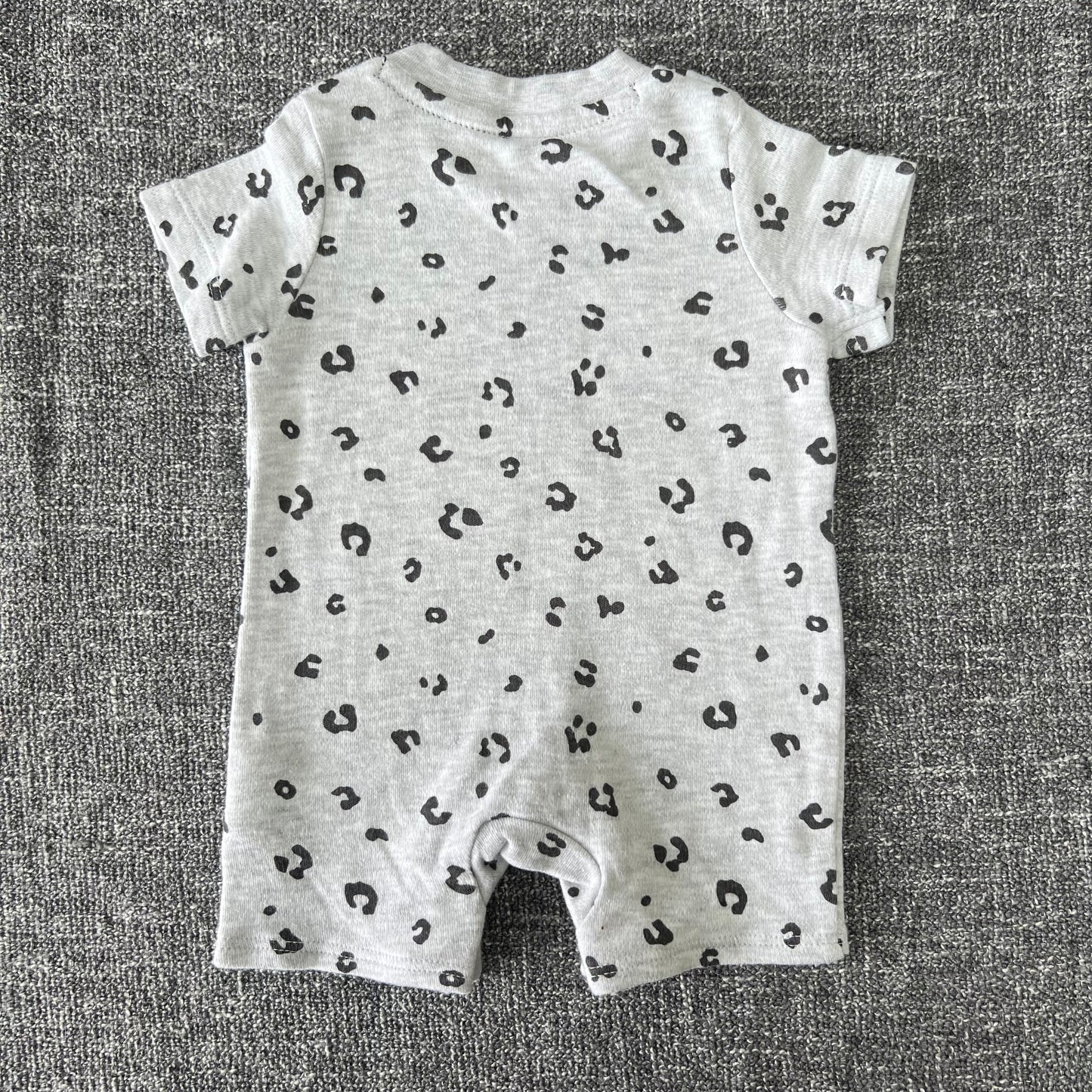 Boys Newborn Grey Animal Print Summer Romper