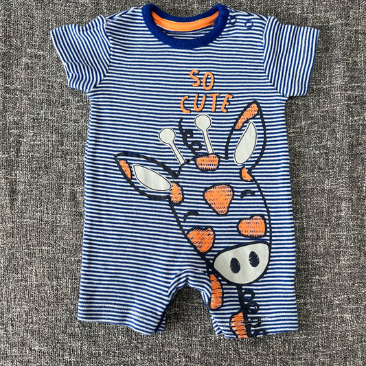 Boys Newborn Blue Striped Summer Romper