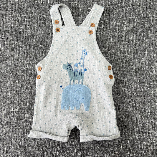 Boys 0-3 Month Grey Rib Summer Dungarees