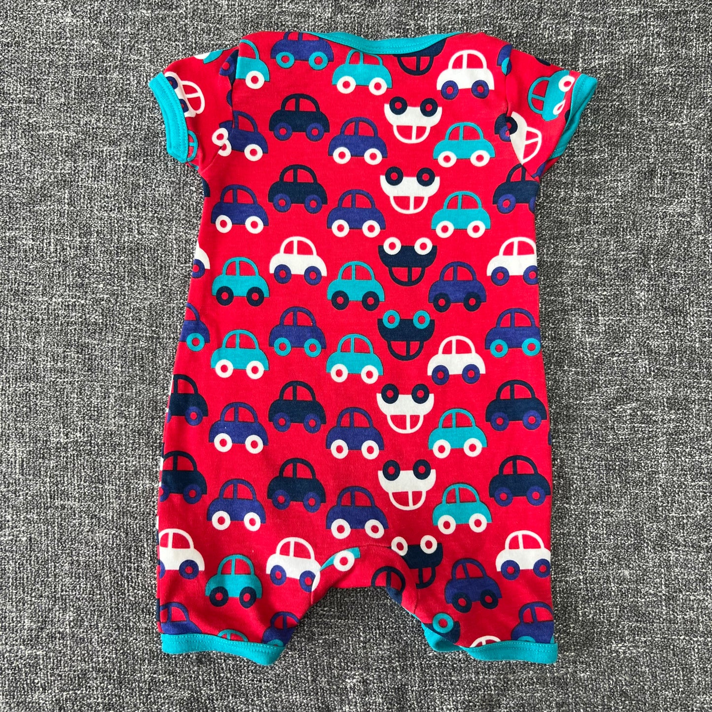 Boys 0-3 Month Red Car Summer Romper