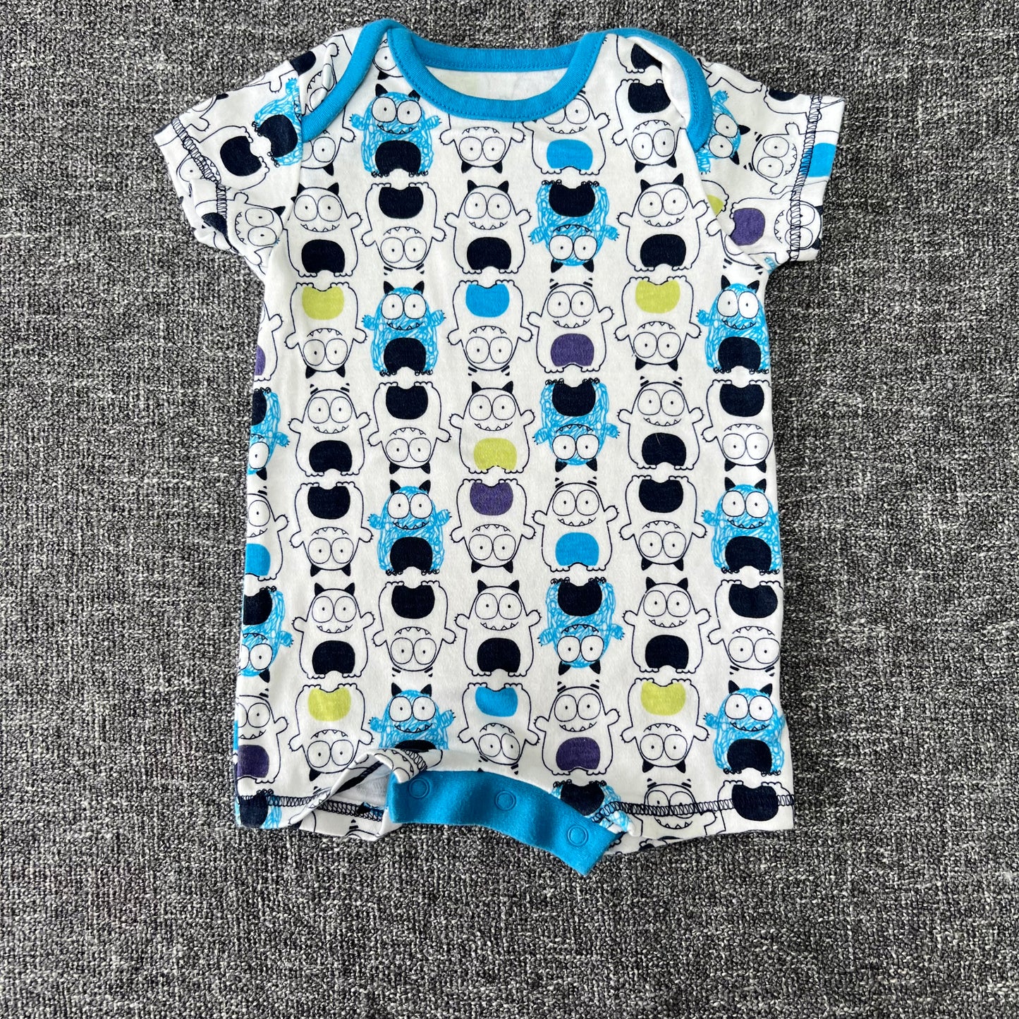 Boys 0-3 Month Summer Romper with Monsters