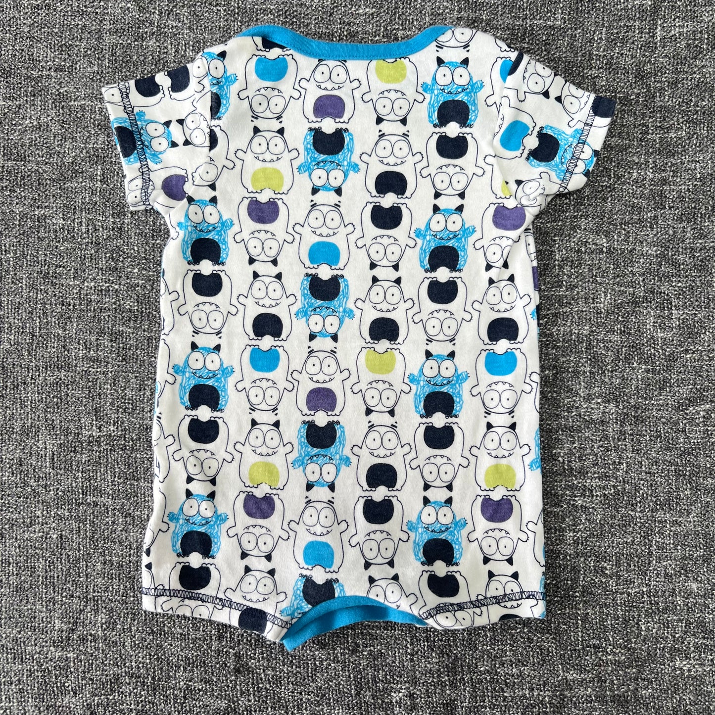 Boys 0-3 Month Summer Romper with Monsters