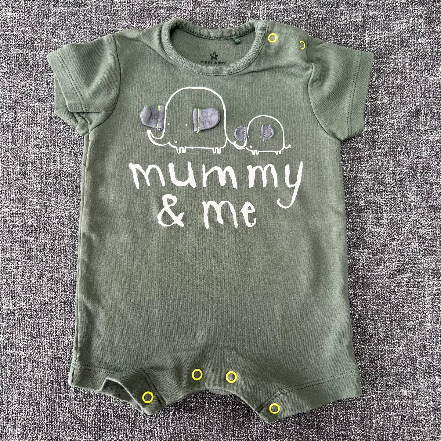 Boys 0-3 Month Green Elephant Summer Romper