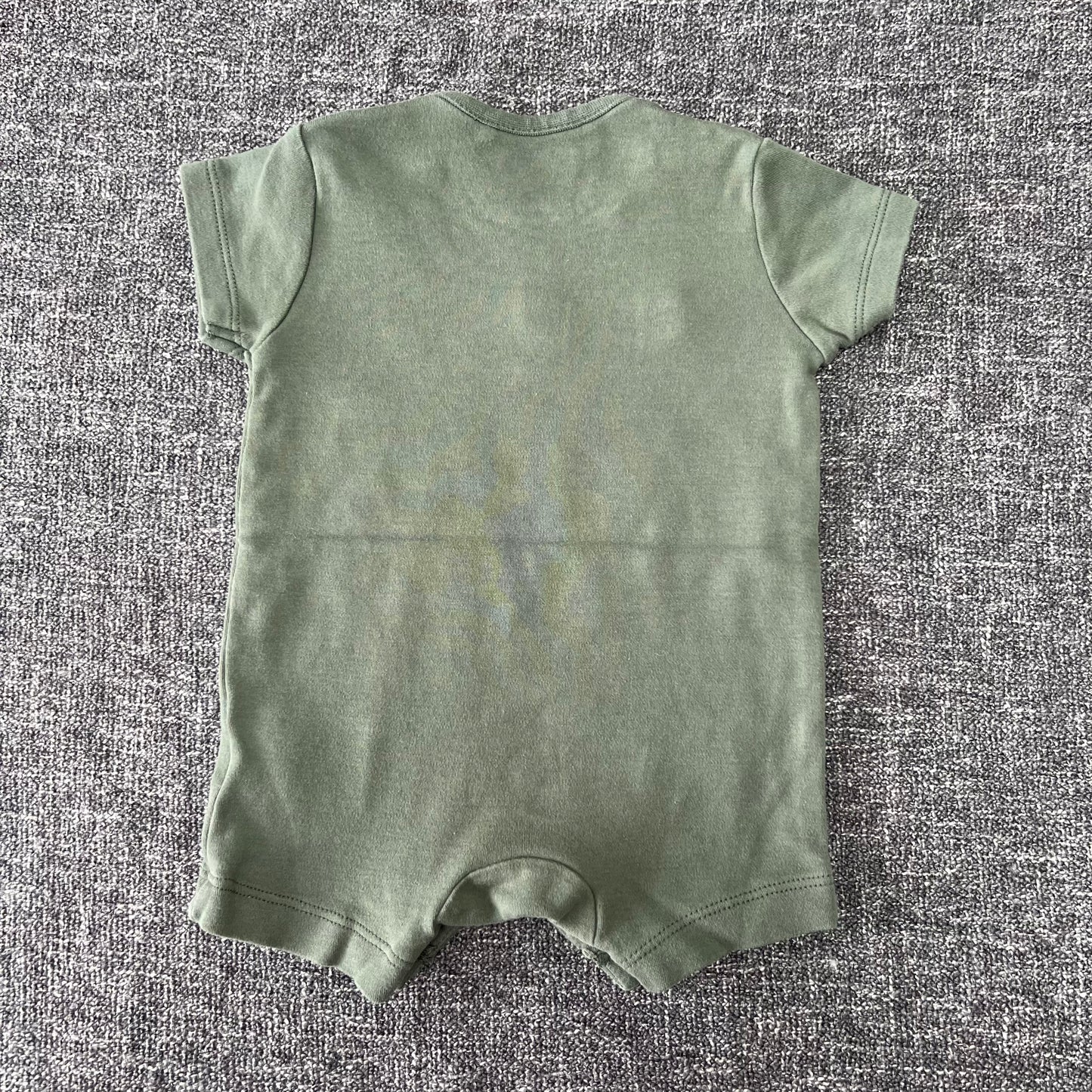 Boys 0-3 Month Green Elephant Summer Romper