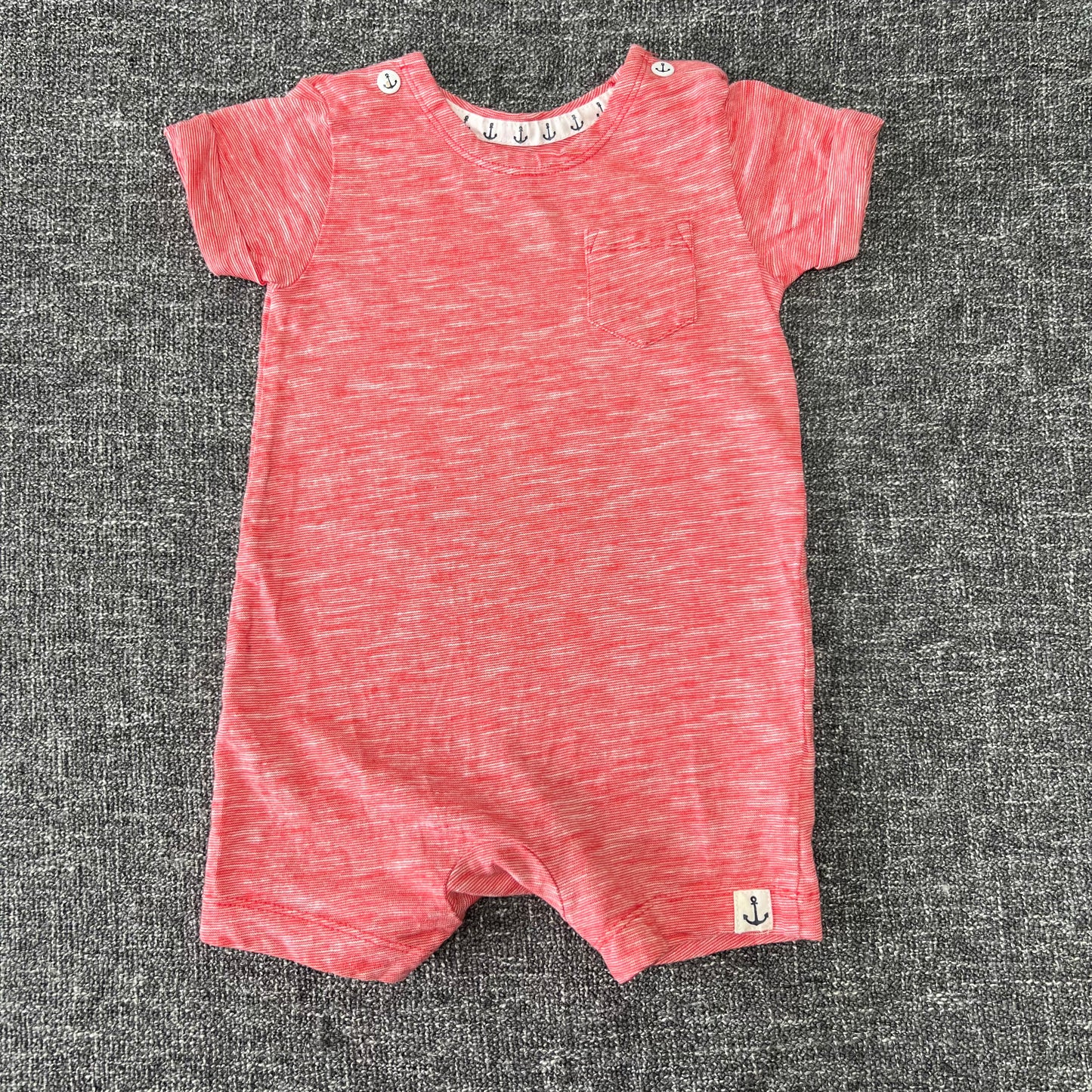 Boys 0-3 Month Red Summer Romper