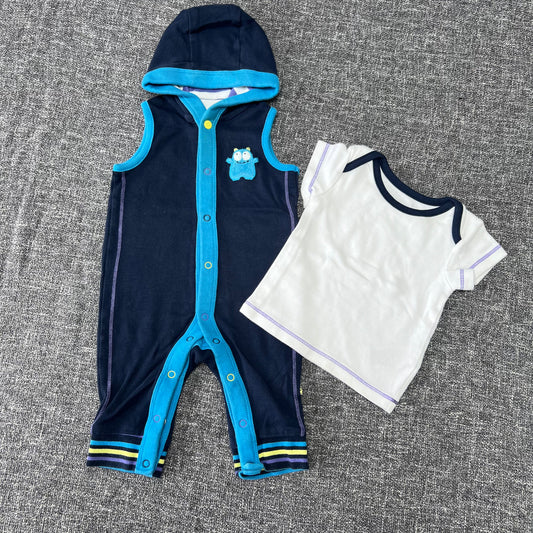 Boys 0-3 Month Romper and T-shirt Outfit