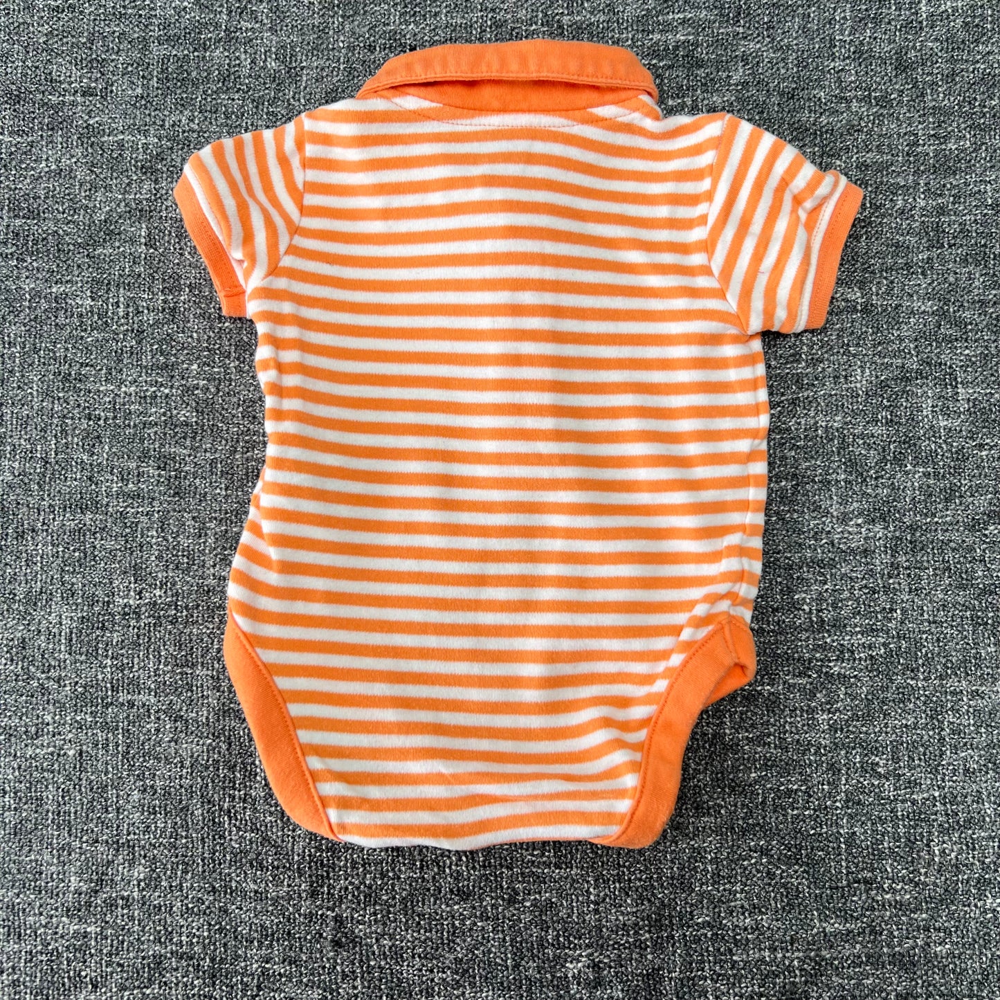 Boys 0-3 Month Collared, striped Short Sleeved Bobysuit