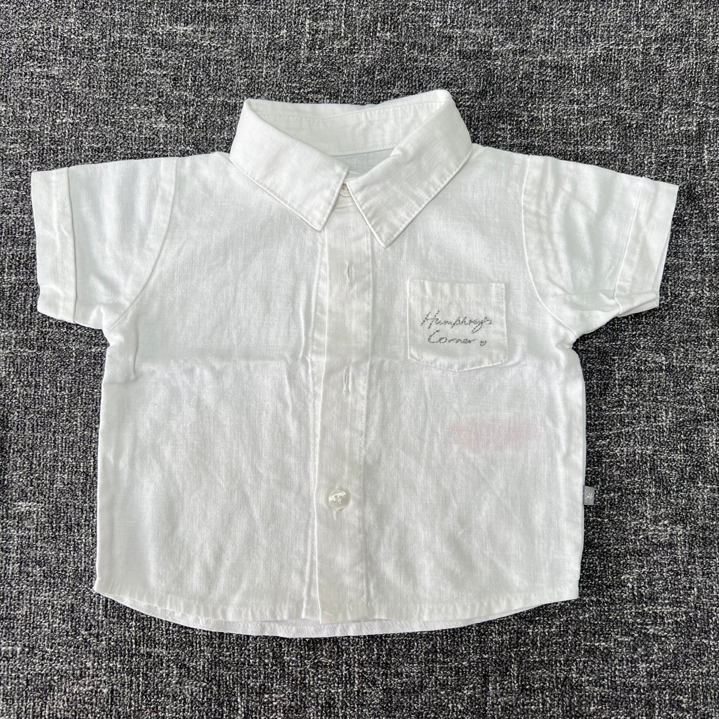 Boys 0-3 Month Short Sleeved Linen Shirt