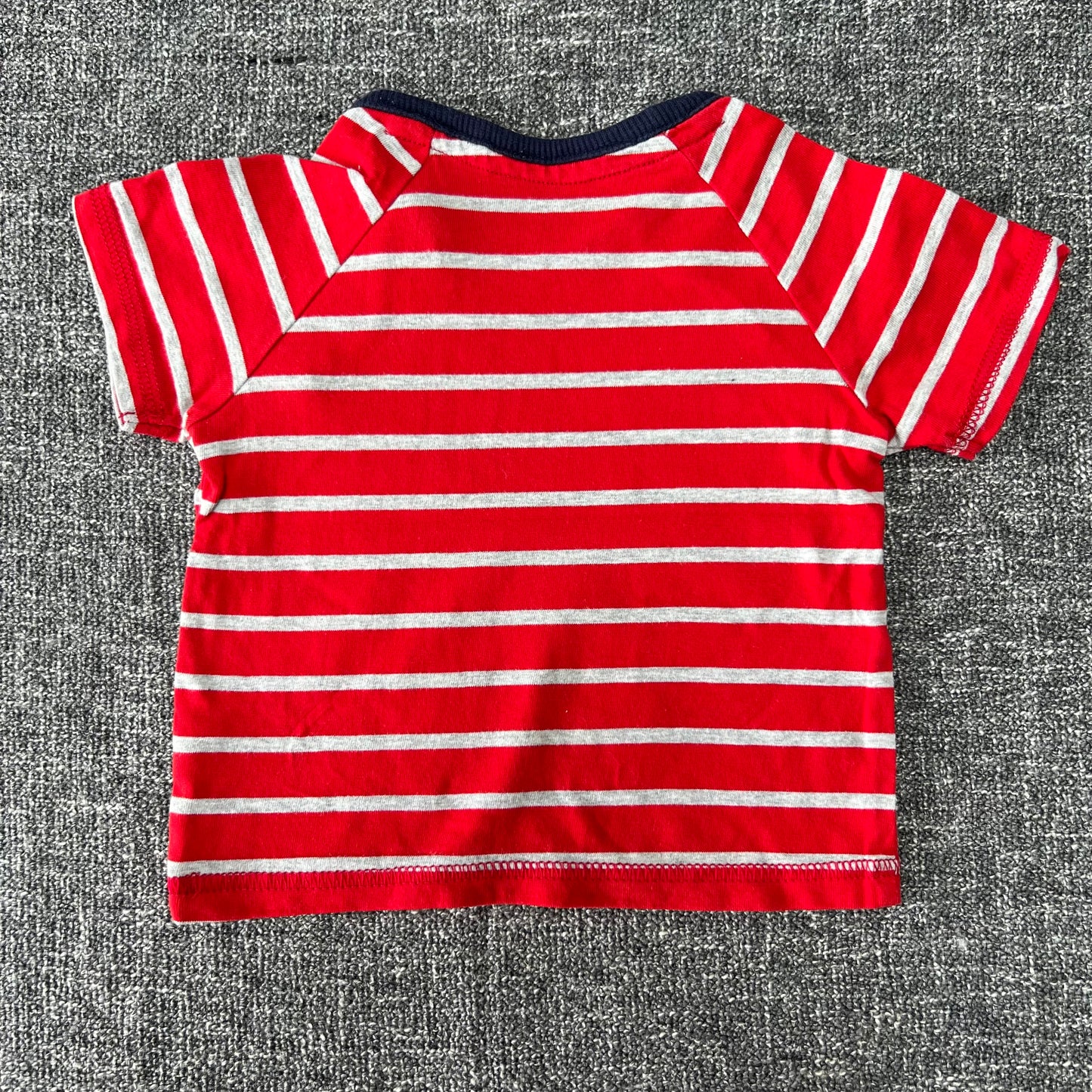 Boys 0-3 Month Red & Grey Striped T-shirt