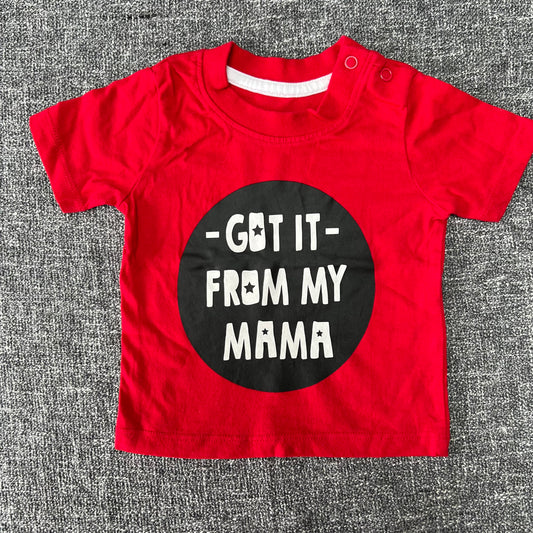 Boys 0-3 Month Red "Got It From My Mama" T-shirt