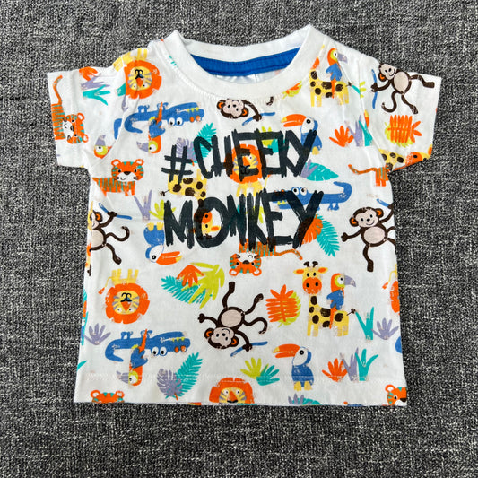 Boys 0-3 Month Animals T-shirt "# Cheeky Monkey"