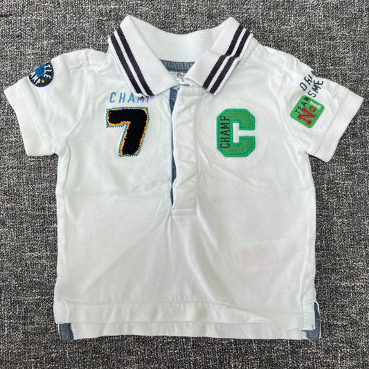 Boys 0-3 Month White Short Sleeved Polo Shirt