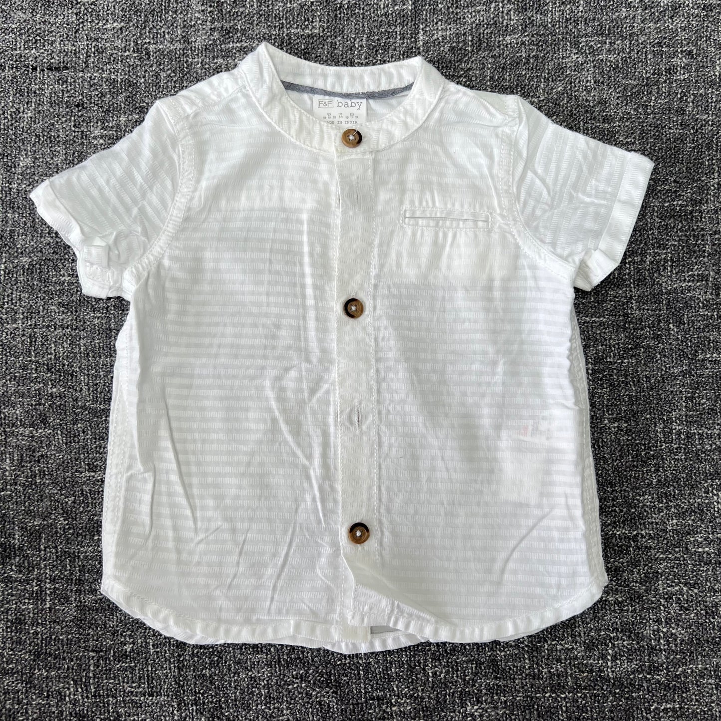 Boys 0-3 Month Short Sleeved White Grandad Shirt