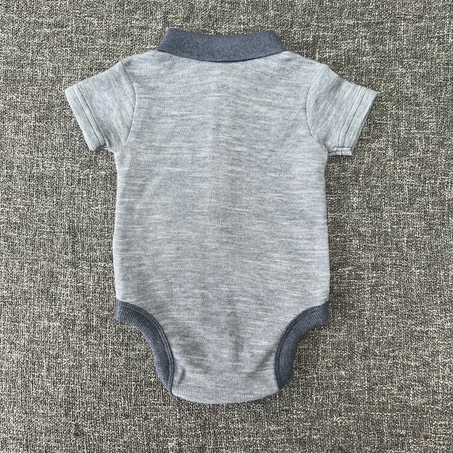 Boys 0-3 Month Short Sleeved Polo Bodysuit.