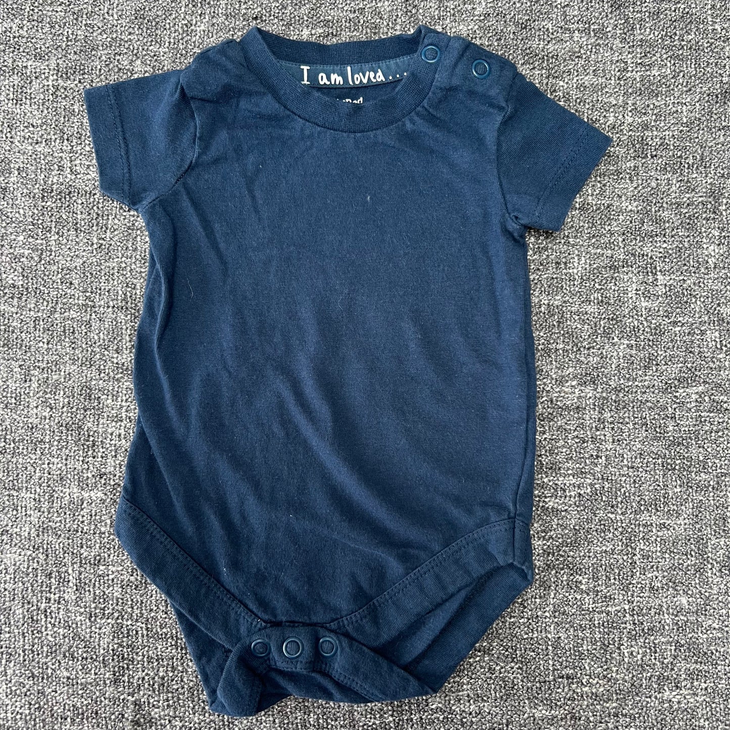 Boys 0-3 Month Navy Short Sleeved Bodysuit.