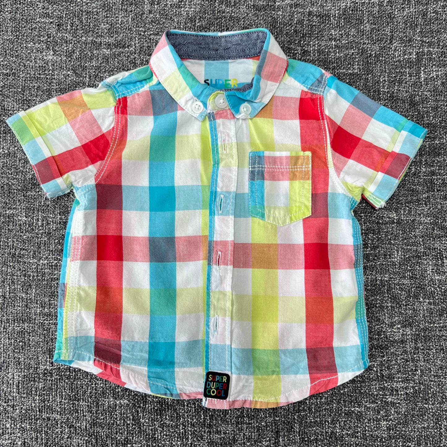 Boys 0-3 Month Short Sleeved Checked Shirt