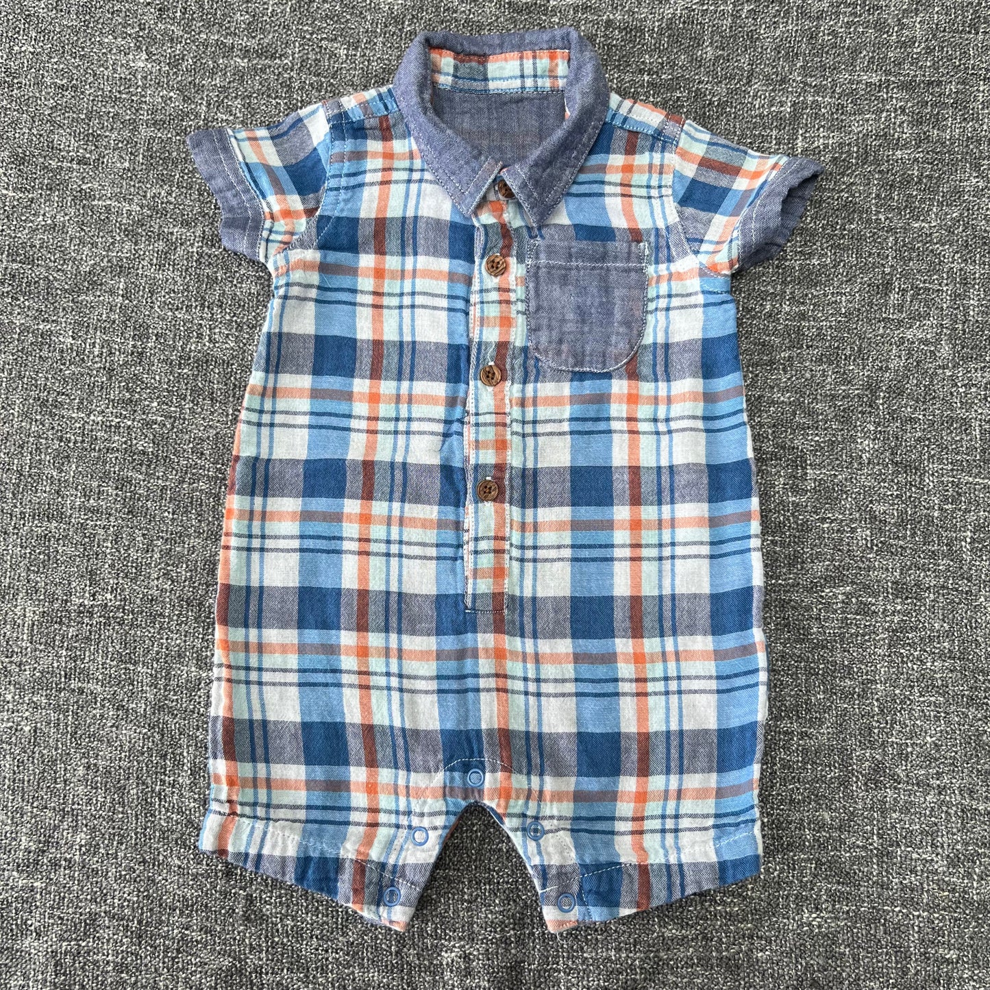 Boys 0-3 Month Checked Summer Romper