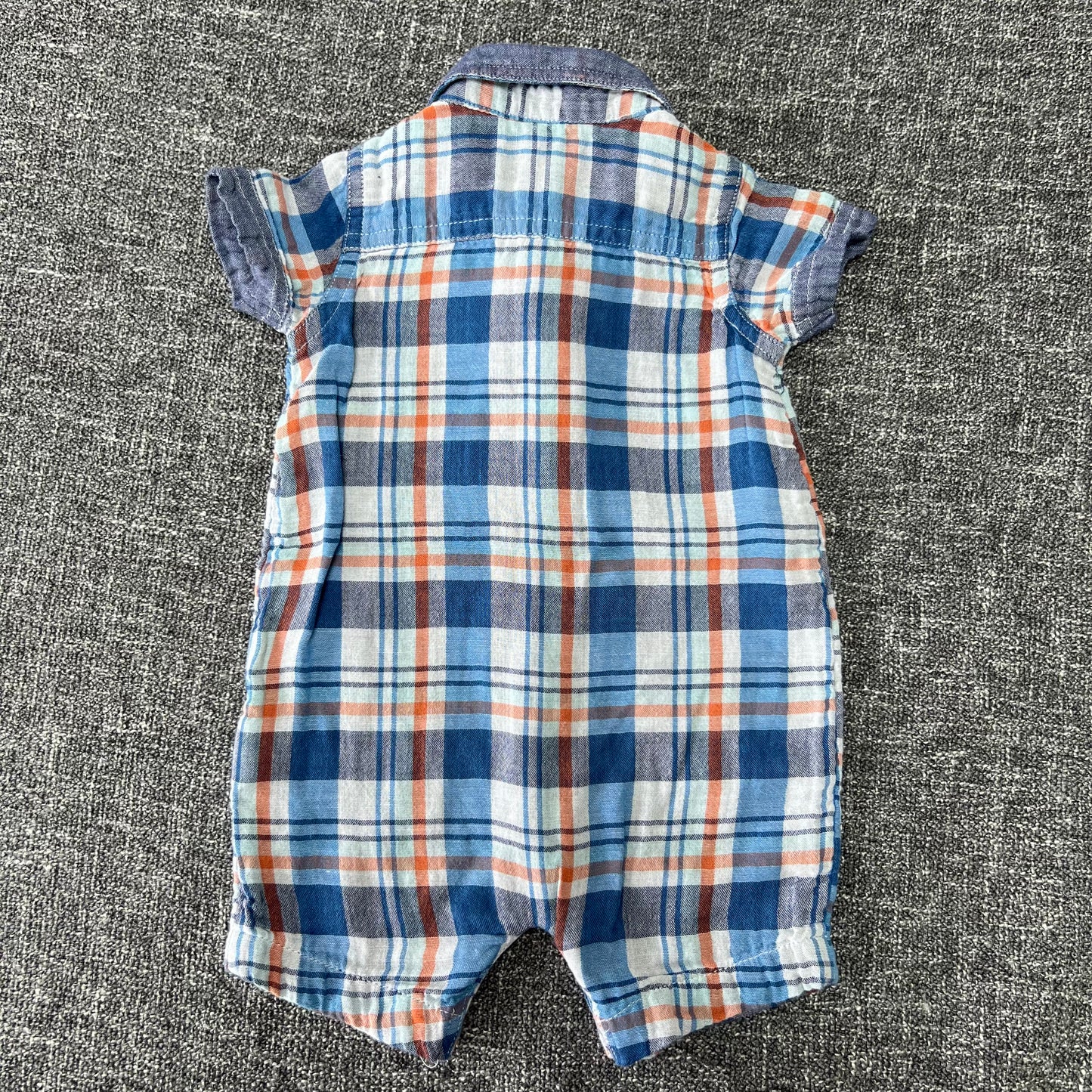 Boys 0-3 Month Checked Summer Romper