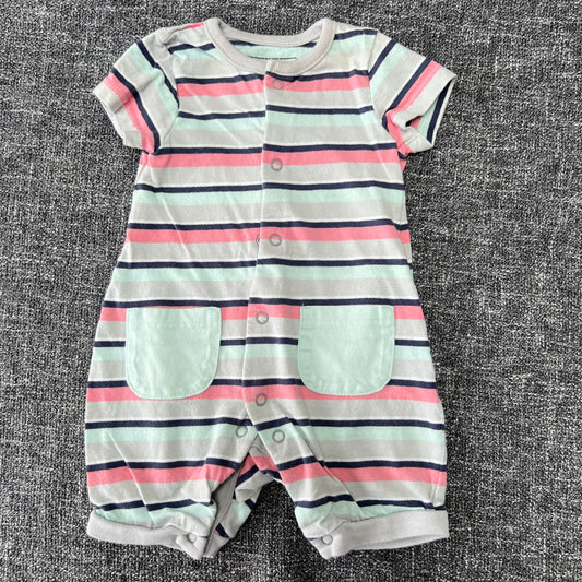 Boys 0-3 Month Striped Summer Romper.