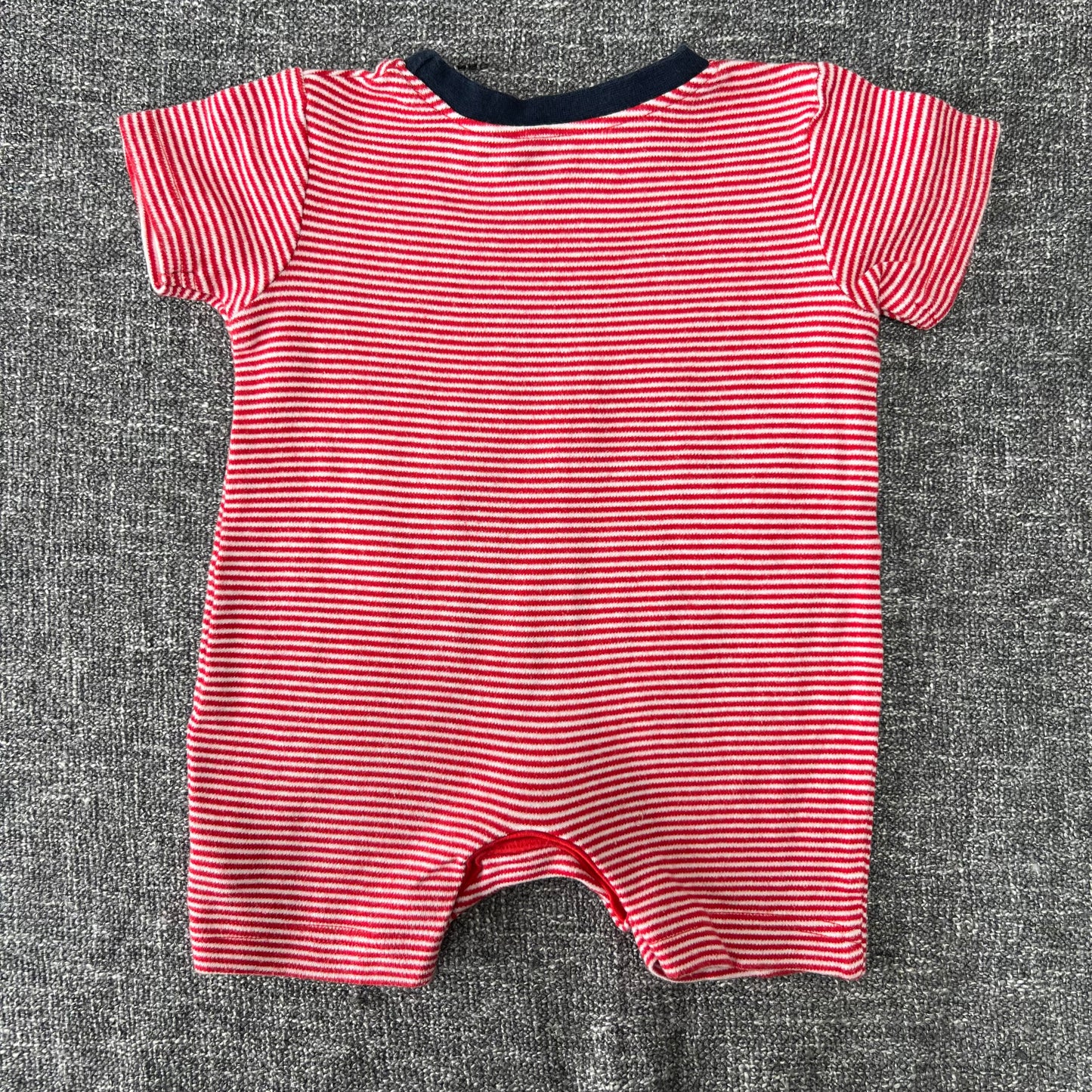 Boys 0-3 Month "I'm The Boss Around Here" Striped Summer Romper