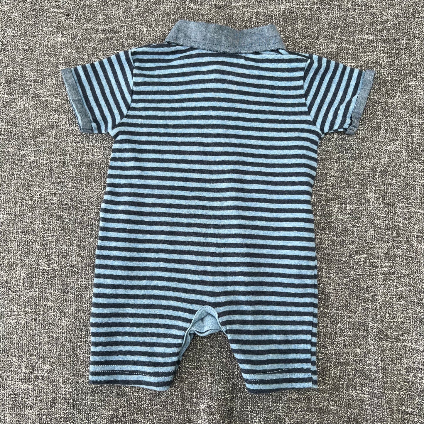 Boys 0-3 Month Summer Striped Panda Romper