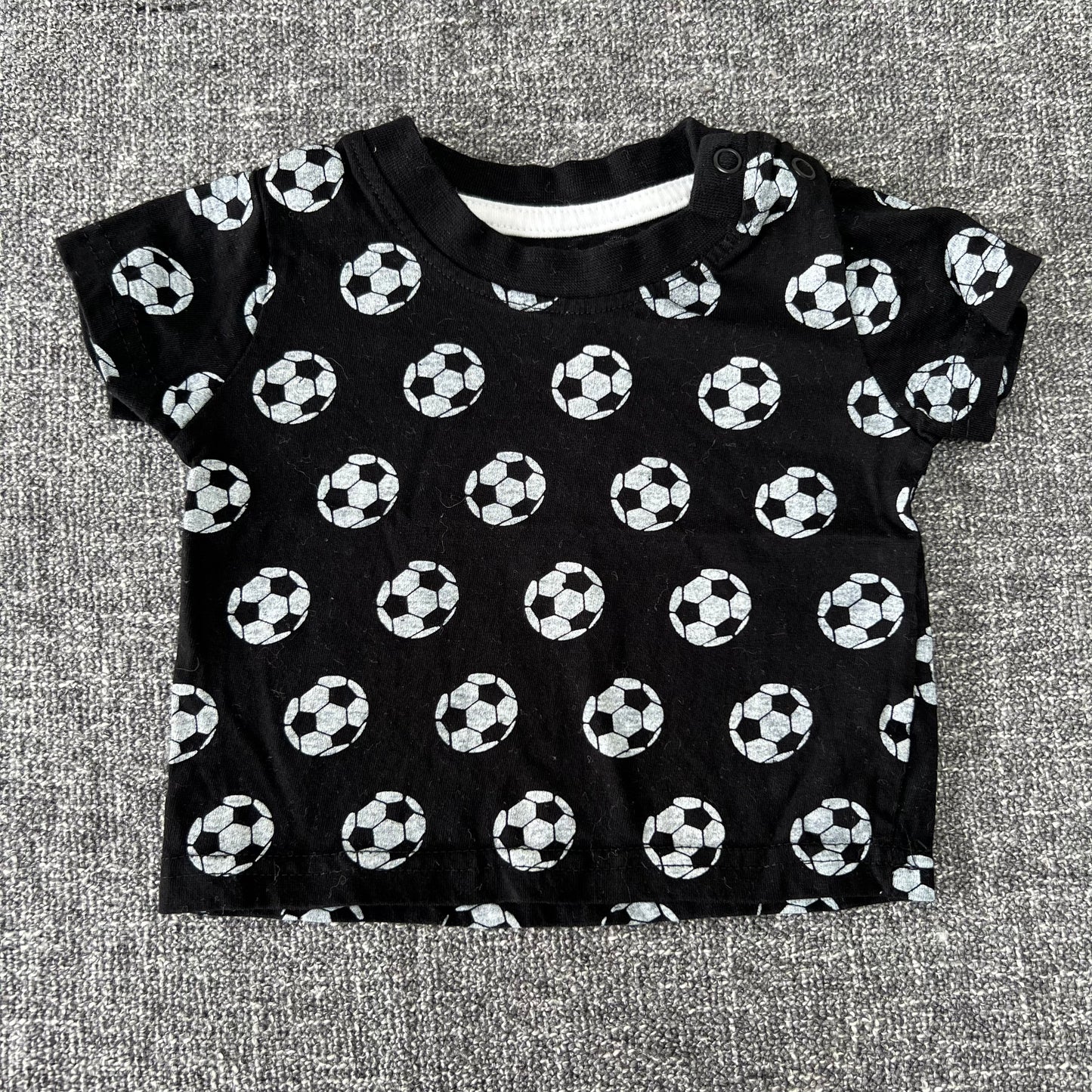 Boys 0-3 Month Black Football T-shirt